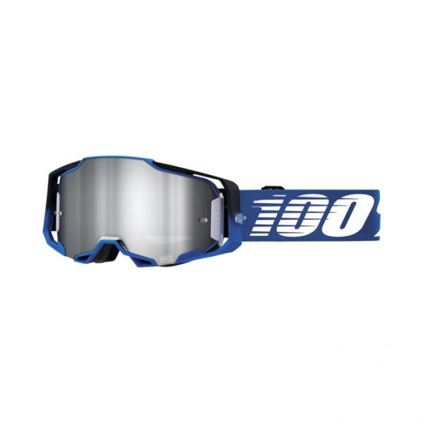 100% Brille: Armega Rockchuck, schwarz/blau silber verspiegelt