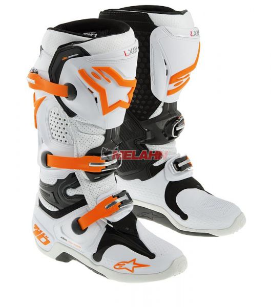ALPINESTARS Stiefel: KTM Tech 10, weiß/orange/sw (nur noch Gr. 45,5)
