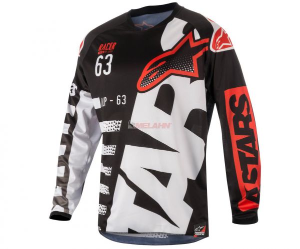 ALPINESTARS Hemd: Racer Braap, schwarz/weiß/rot