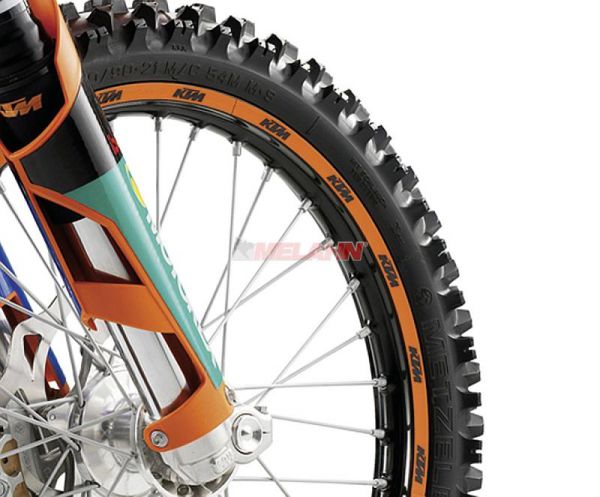 KTM Felgenringaufkleber-Kit: KTM 18/21 + 19/21 Zoll, orange, Felgenaufkleber, Aufkleber / Dekore, Technik