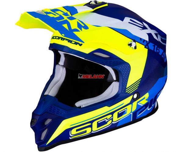 SCORPION Helm: VX-16 Air Arhus, blau matt/neon gelb