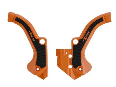 R-TECH Rahmenschützer (Paar): Grip für KTM 65 SX 2024-, orange/schwarz