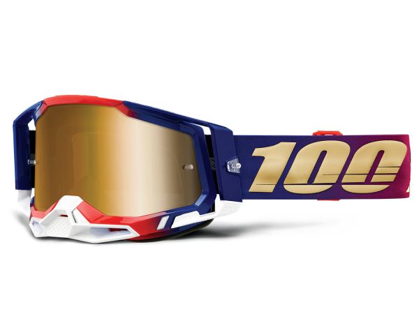 100% Brille: Racecraft 2 United, rot/blau/weiß, gold-verspiegelt