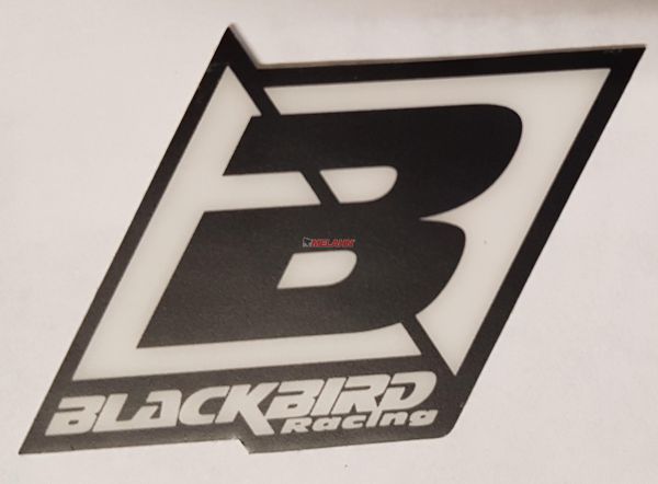 BLACKBIRD Aufkleber: Logo, 6,5x4,5cm, weiß/schwarz