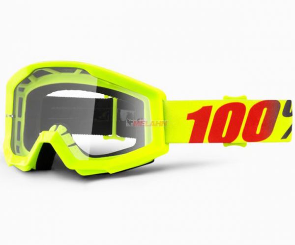 100% Strata Mercury Goggle Motocross MTB MX Enduro Cross Brille, klares Glas, neongelb