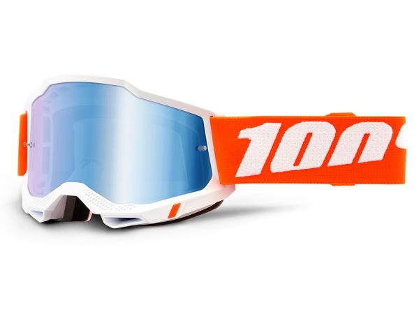 100% Brille: Accuri 2 Sevastopol, weiß/neon-orange blau verspiegelt