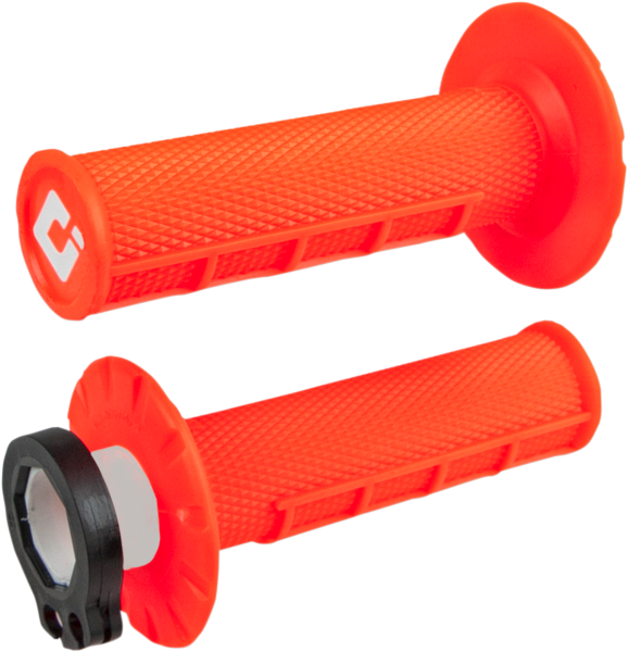 ODI Griff (Paar): V2 Lock-On Half Waffle, 2/4-Takt , neon-orange