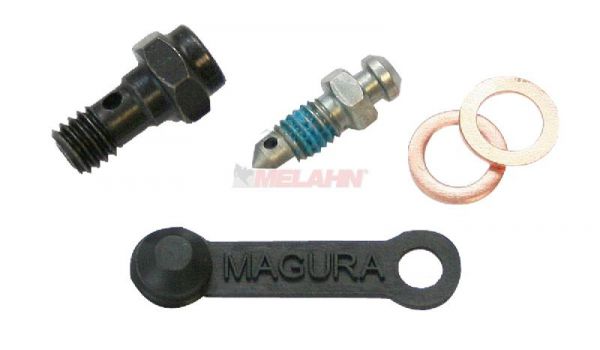 MAGURA Hohlschraube Hymec M6x16,5 mit Entlüfter, Dichtringen und Gummikappe