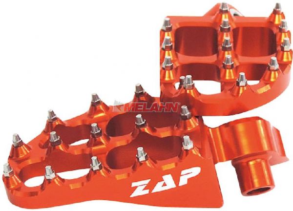 ZAP E-Peg Aluminium-Fußrasten (Paar) für KTM, HVA, HUSABERG, orange