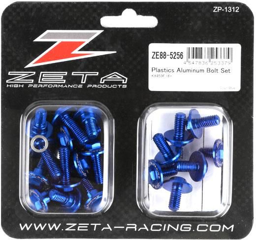 ZETA Aluminium-Schrauben Plastikteile (21 Stück) Kawasaki KXF 250 2021- / 450 2016-, blau