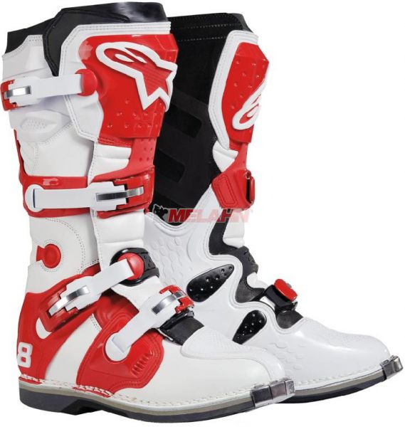 ALPINESTARS Stiefel: Tech 8 Evo, weiß/rot