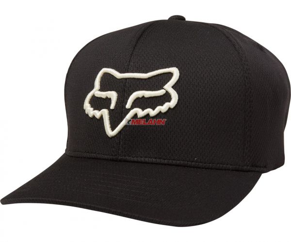 FOX Lithotype Flex-Fit Hat Cap Mütze Herren Männer Motocross Enduro MX Cross MTB DH, schwarz/weiß