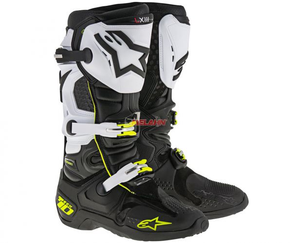 ALPINESTARS Stiefel: Tech 10, schwarz/weiß/gelb,