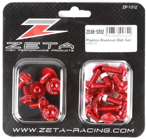 ZETA Aluminium-Schrauben Plastikteile (21 Stück) Kawasaki KXF 250 2021- / 450 2016-, rot