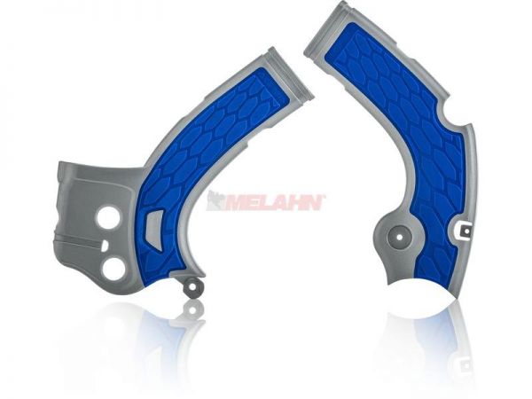 ACERBIS Rahmenschützer (Paar): X-Grip für YZF 250 19- / 450 18-, silber/blau