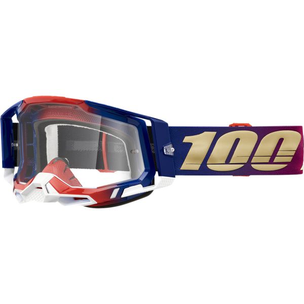 100% Brille: Racecraft 2 United, rot/blau/weiß, klares Glas