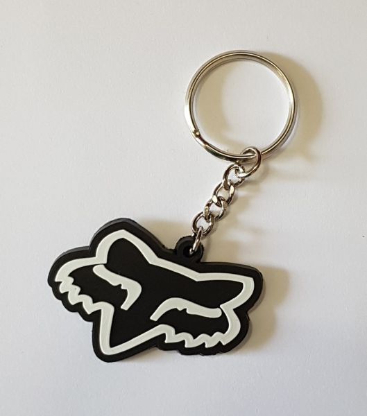 FOX Schlüsselanhänger Gummi: Head Logo, schwarz