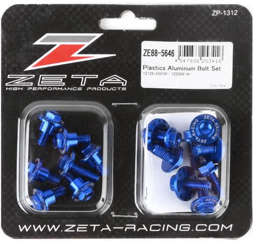 ZETA Aluminium-Schrauben Plastikteile (17 Stück) für Yamaha YZ 125/250 2008-2021, blau
