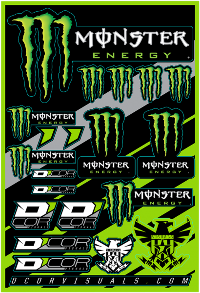 DCOR Sponsor Aufkleber-Kit (46x30cm): Monster Energy, 20-teilig