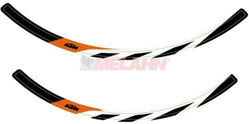 KTM Felgenringaufkleber 18/21 + 19/21 Zoll, orange/weiß/schwarz