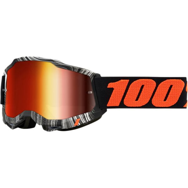 100% Kids Brille: Accuri 2 Geospace, grau/orange, rot-verspiegelt