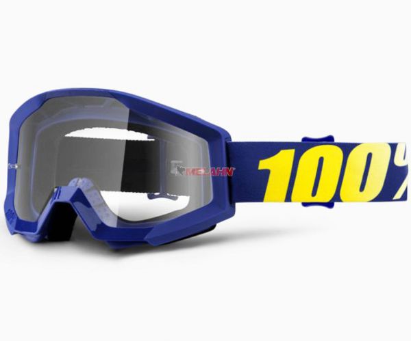 100% Strata Hope Goggle Motocross MTB MX Enduro Cross Brille, klares Glas, blau