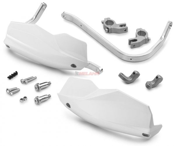 KTM Handprotektoren (Paar): Aluminium, weiß