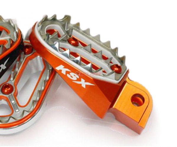 KSX Aluminium-Fußrasten (Paar): Factory Line für KTM 85 SX 04-17, orange