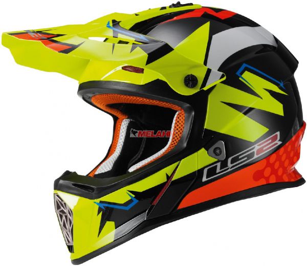 LS2 Helm: Fast MX 437, Vinales, neon-gelb/rot, Größe XL