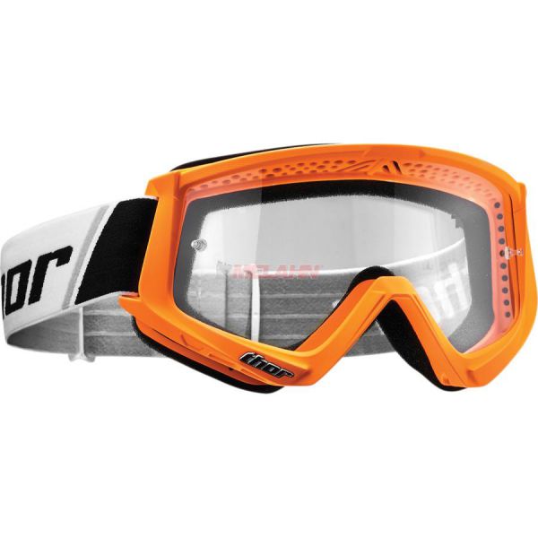 THOR Combat Solid Goggle Motocross MTB MX Enduro Cross Brille, klares Glas, neon-orange