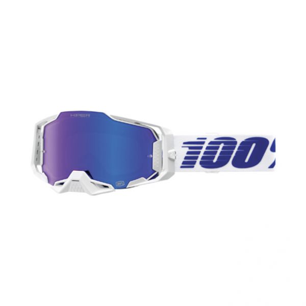 100% Brille: Armega Hyper Izi, weiß/blau blau verspiegelt