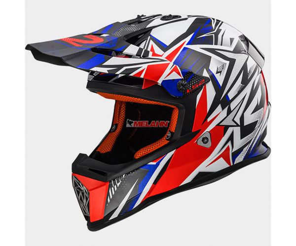 LS2 Helm: Fast MX 437, Strong, weiß/rot/blau