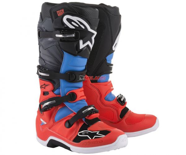 ALPINESTARS Stiefel: Tech 7, rot/blau/grau