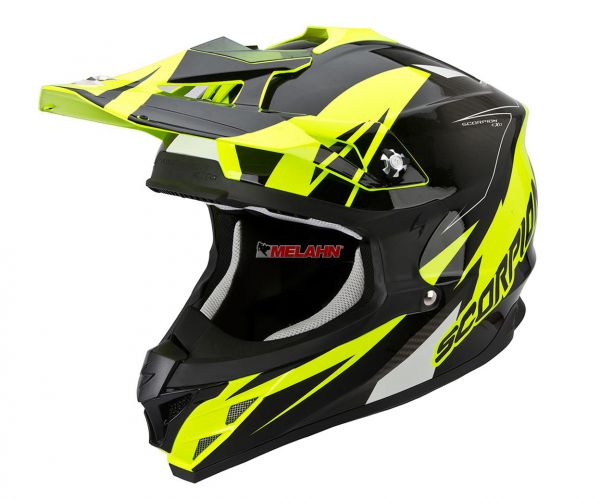 SCORPION Helm: VX-15 Evo Air Krush, neon-gelb/schwarz.