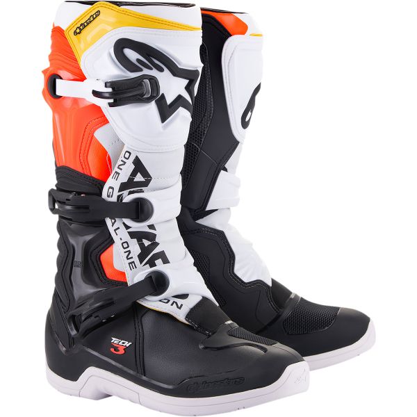 ALPINESTARS Stiefel: Tech 3 , schwarz/weiß/rot/gelb