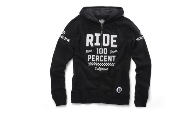 100% Zip-Hoody: Flat Track, schwarz