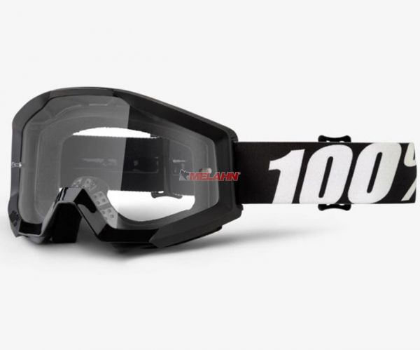 100% Strata Outlaw Goggle Motocross MTB MX Enduro Cross Brille, klares Glas, schwarz