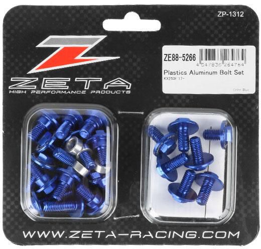 ZETA Aluminium-Schrauben Plastikteile (25 Stück) Kawasaki KXF 250 17-20, blau