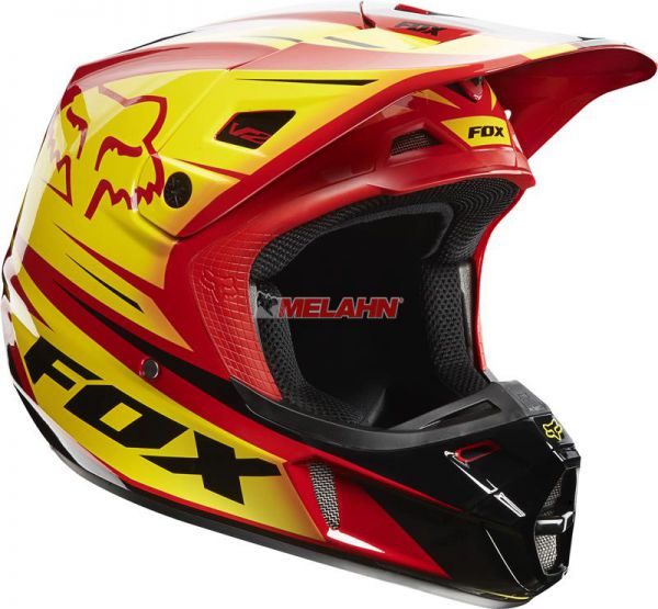 FOX Helm: V2 Race, rot/gelb